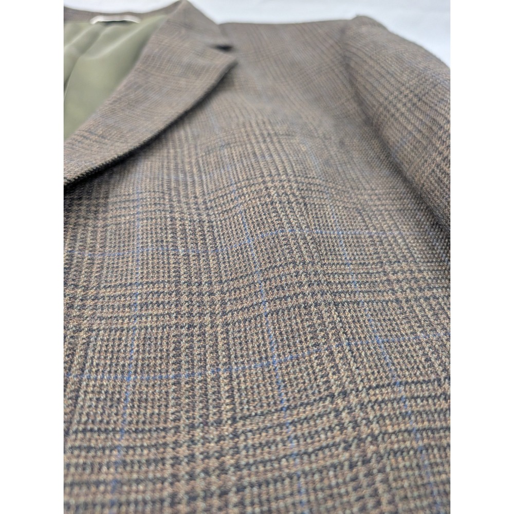 Joseph Feiss Blazer Coat Sport Suit Jacket Lambswool Houndstooth Plaid 48L 50" - Picture 3 of 13